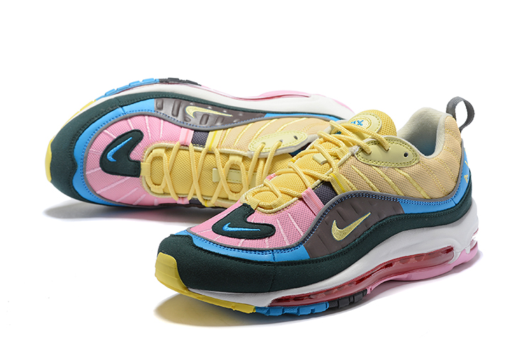 Nike Air Max 98 Knit Yellow Black Pink Blue Shoes